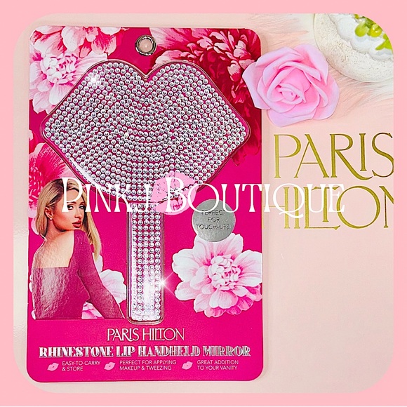 💗💋{Paris Hilton} Stunning Pink {꒒ꀤᖘꌗ} Shape Rhinestone Hand-Held Glam Mirror! - Picture 1 of 6